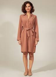 Rochie midi mâneci lungi mâneci lungi maro YAYA femeie