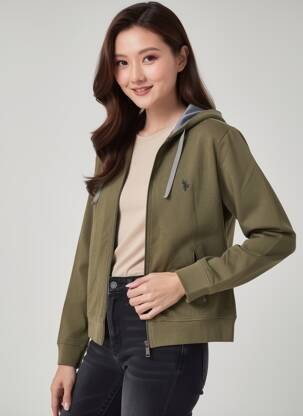 Jachete casual croială cambrată verde U.S. POLO ASSN femeie