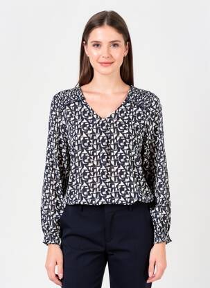 Top imprimeu fantezie mâneci lungi negru STREET ONE femeie