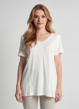 Tricou croială dreaptă mâneci scurte alb STREET ONE femeie