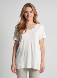 Tricou croială dreaptă mâneci scurte alb STREET ONE femme