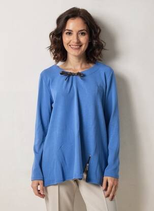 Tricou mâneci lungi mâneci lungi albastru SEE YOU femeie