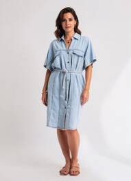 Rochie midi mâneci scurte mâneci scurte albastru ESQUALO femeie
