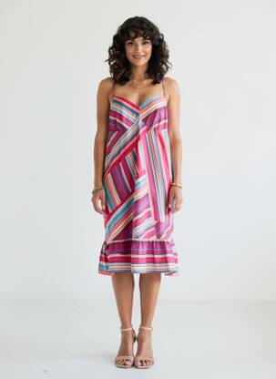 Rochie midi imprimeu fantezie fără mâneci violet FLEUR DE SEL femeie