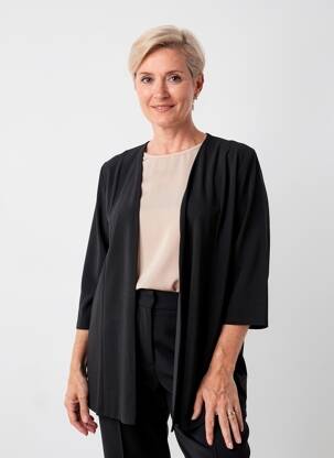 Vestă cu mâneci lungi guler șal negru GEVANA femeie
