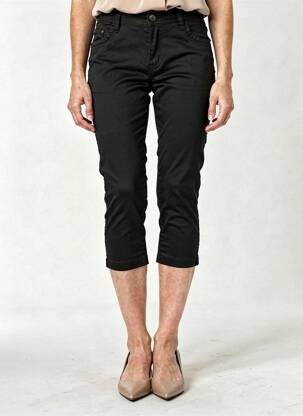 Pantalon 7/8 închidere cu fermoar sub clapetă cu nasturi negru MY CHRISTY femeie