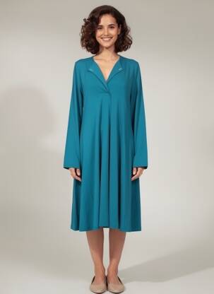 Rochie midi mâneci lungi mâneci lungi albastru MALOKA femeie