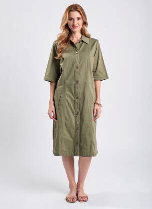 Rochie midi mâneci scurte mâneci scurte verde CREAM femeie