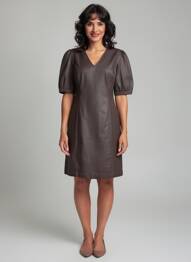 Rochie midi mâneci scurte mâneci scurte maro CREAM femeie