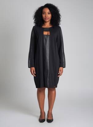 Rochie midi mâneci lungi mâneci lungi negru MALOKA femeie