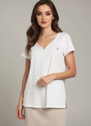 Tricou serigrafie flockată mâneci scurte alb SUN VALLEY femeie