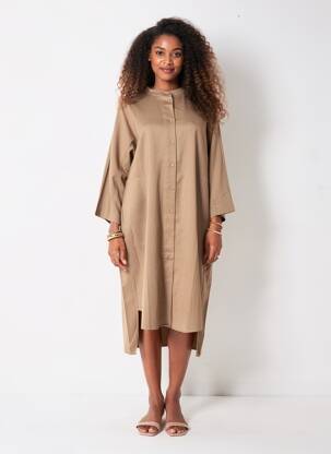 Rochie midi mâneci lungi mâneci lungi maro FRAU femeie