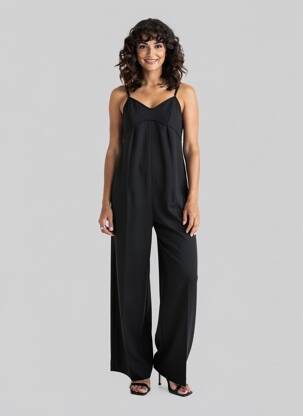 Salopetă-pantalon bretele subțiri bretele subțiri negru ALYSI femeie