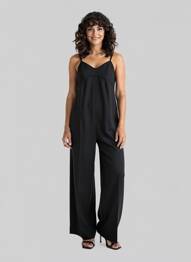 Salopetă-pantalon bretele subțiri bretele subțiri negru ALYSI femeie