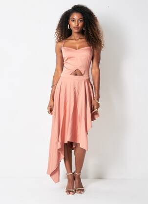 Rochie midi croială fluidă fără mâneci roz MAISON MONZERIAN femeie