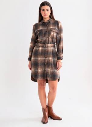 Rochie midi mâneci lungi mâneci lungi maro LA PETITE FRANCAISE femeie