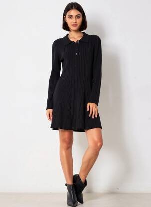 Rochie midi mâneci lungi mâneci lungi negru DIXIE femeie