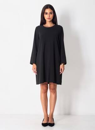Rochie midi mâneci lungi mâneci lungi negru DIXIE femeie