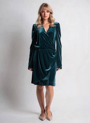 Rochie midi mâneci lungi mâneci lungi albastru JANE WOOD femeie