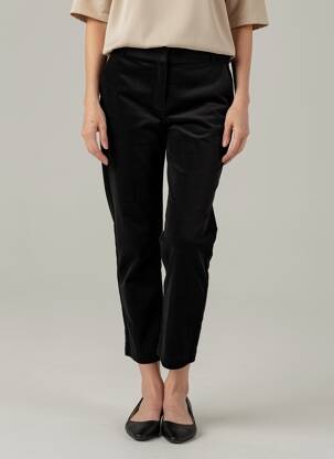Pantalon 7/8 talie cu cleme mărime normală negru LA PETITE FRANCAISE femeie