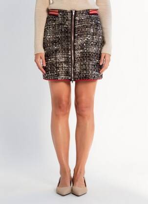 Fustă scurtă talie elastică maro TRICOT CHIC femeie
