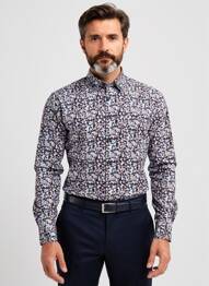 Cămașă cu mâneci lungi imprimeu floral negru EMYLE bărbat