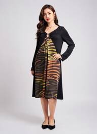 Rochie midi croială fluidă mâneci lungi negru AN II VITO femme