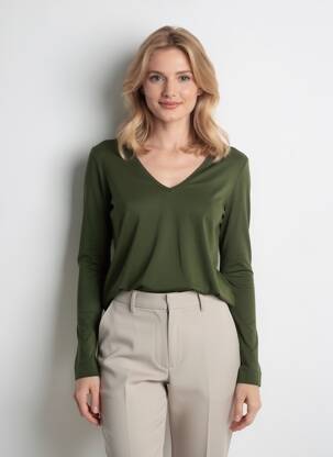 Top țesătură jersey mâneci lungi verde ZILCH femeie