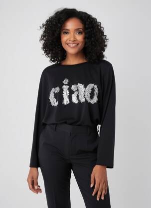Top elasticitate mâneci lungi negru SOPHIA femeie