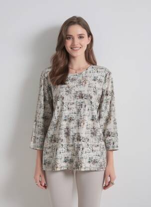 Top țesătură jersey mâneci lungi alb OLIVER JUNG femme