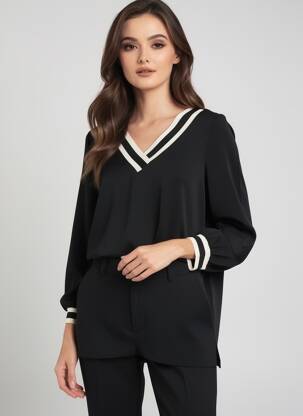 Bluză țesătură poplin mâneci lungi negru AN II VITO femeie
