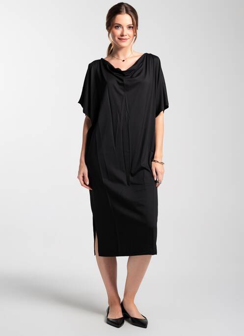 Rochie midi mâneci scurte mâneci scurte negru MASAI femme