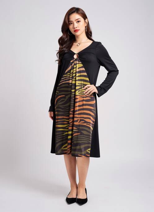 Rochie midi croială fluidă mâneci lungi negru AN II VITO femme