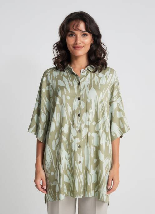 Rochie midi imprimeu fantezie mâneci lungi verde MASAI femme