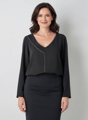 Bluză mâneci lungi mâneci lungi negru AN II VITO femeie