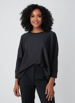 Pulover guler rotund mâneci lungi negru MASAI femeie