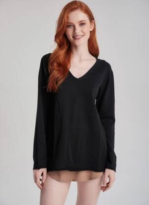 Pulover croială cambrată mâneci lungi negru YELLOW LABEL femeie