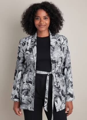 Jachete kimono mâneci lungi negru YESTA femeie