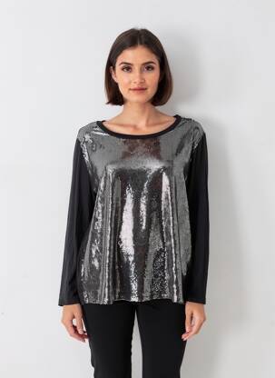Top mâneci lungi mâneci lungi negru SOPHIA femeie