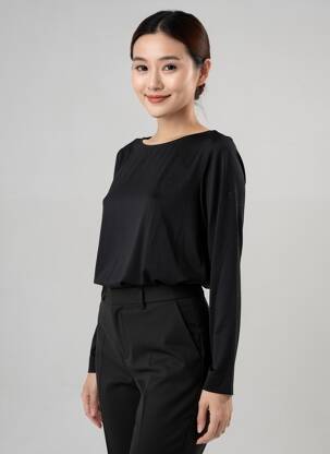 Tricou mâneci lungi mâneci lungi negru YESTA femeie