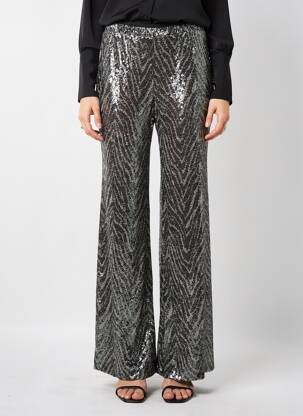 Pantalon evazat talie elastică argintiu MAT. femeie