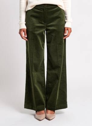 Pantalon evazat închidere cu fermoar sub clapetă cu nasturi verde CLOUD9 femeie
