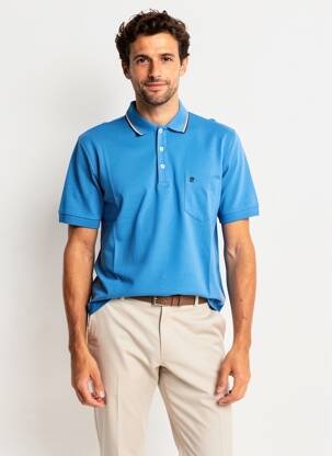 Polo țesătură jersey mâneci scurte albastru PIERRE CARDIN bărbat