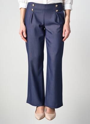 Pantalon drept elasticitate talie înaltă albastru LCDN femeie
