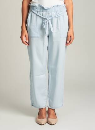 Pantalon drept țesătură poplin mărime normală albastru LCDN femeie