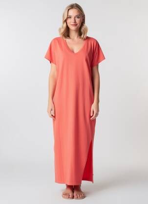 Rochie lungă mâneci scurte mâneci scurte roz LE TEMPS DES CERISES femeie
