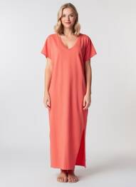 Rochie lungă mâneci scurte mâneci scurte roz LE TEMPS DES CERISES femeie