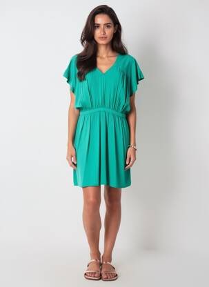 Rochie scurtă mâneci scurte mâneci scurte verde LE TEMPS DES CERISES femeie