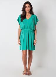 Rochie scurtă mâneci scurte mâneci scurte verde LE TEMPS DES CERISES femeie