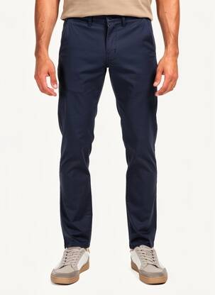 Pantalon chino țesătură poplin mărime normală albastru LE TEMPS DES CERISES bărbat